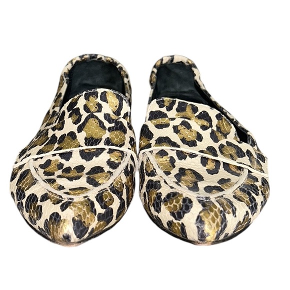 AGL Italy Softy Metallic Gold Leopard Leather Snakeskin Loafers Moccasins 38 / 8 - Picture 9 of 16